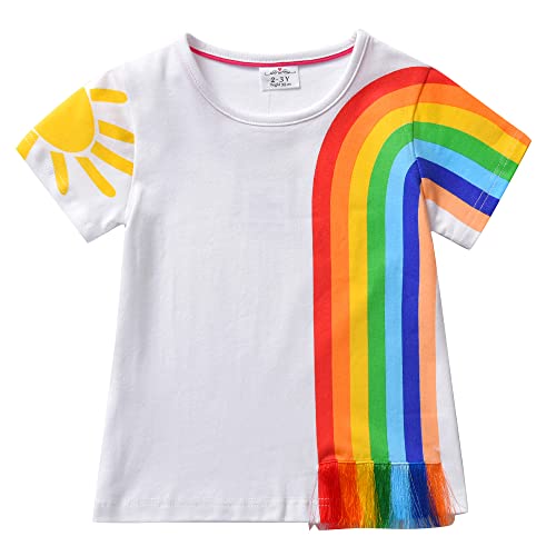 VIKITA Mädchen Kurzarm Baumwolle T-Shirt Top 1-8 Jahre S4703 7T von VIKITA