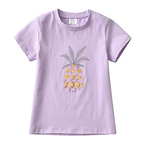 VIKITA Mädchen Kurzarm Baumwolle T-Shirt Top 1-8 Jahre S4707 7T von VIKITA