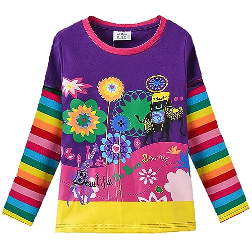 VIKITA Mädchen Langarm Baumwolle T-Shirt Top, Size 5-6 Years (Height 116cm), Farbe: L328lila von VIKITA