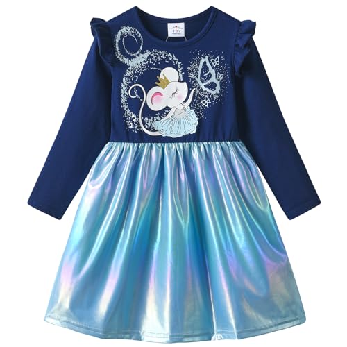 VIKITA Mädchen Polyester Cartoon Blumen Langarm Kleid EINWEG Lh5758 9-10 Jahre von VIKITA