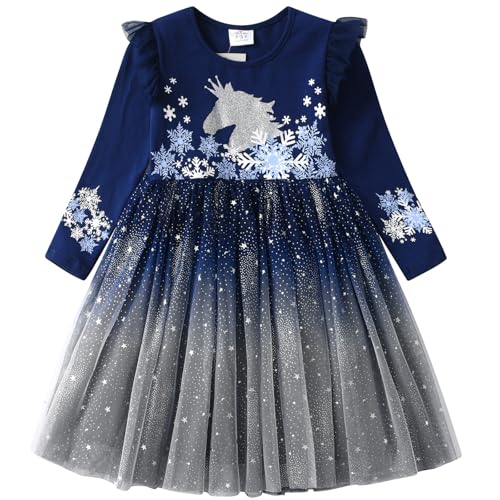 VIKITA Mädchen Prinzessin Kleider Baumwolle Tüll Festzug Party Hochzeit Kleid Gr.86-128 LH4111 12T von VIKITA