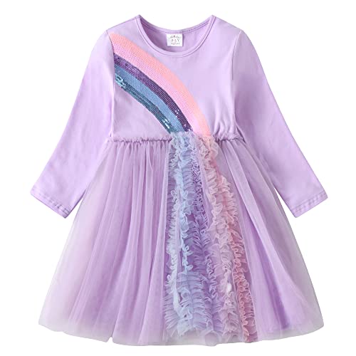 VIKITA Mädchen Prinzessin Kleider Baumwolle Tüll Festzug Party Hochzeit Kleid Gr.86-128 LH4402 6T von VIKITA