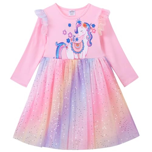 VIKITA Mädchen Prinzessin Kleider Baumwolle Tüll Festzug Party Hochzeit Kleid Gr.86-128 LH4854 8T von VIKITA