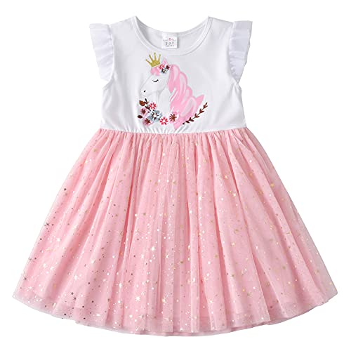 VIKITA Mädchen Prinzessin Kleider Baumwolle Tüll Festzug Party Hochzeit Kleid Gr.86-128 SH4785 10T von VIKITA
