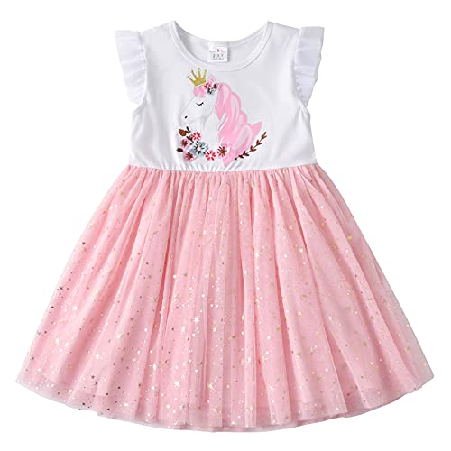 VIKITA Mädchen Prinzessin Kleider Baumwolle Tüll Festzug Party Hochzeit Kleid Gr.86-128 SH4785 3T von VIKITA