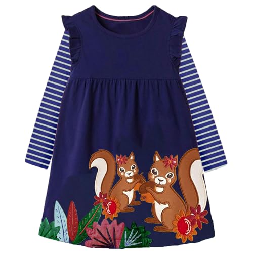 VIKITA Mädchen Streifen Baumwolle Langarm T-Shirt Freizeit Kleid Lh5821 3-4 Jahre von VIKITA