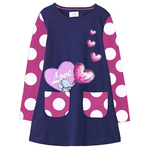 VIKITA Mädchen Streifen Baumwolle Langarm T-Shirt Freizeit Kleid Lh7614 5-6 Jahre von VIKITA