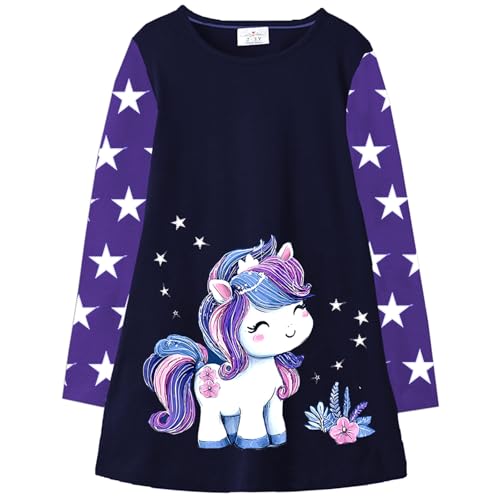 VIKITA Mädchen Streifen Baumwolle Langarm T-Shirt Freizeit Kleid Lh7677 5-6 Jahre von VIKITA