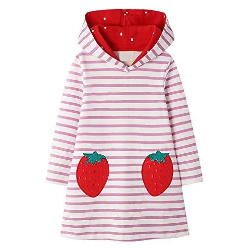 VIKITA Mädchen Sweatshirt Langarm Top Baumwolle Langarmshirt Herbst Winter Freizeit Erdbeere 2-3 Jahre von VIKITA