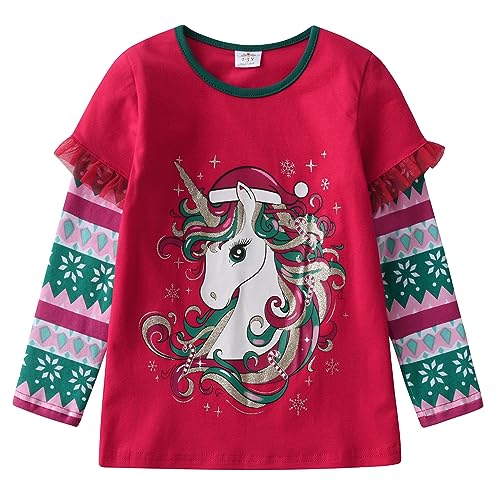 VIKITA Mädchen T-Shirt Langarm Top Winter Casual Kinder Kleidung L3114 7-8 Jahre von VIKITA