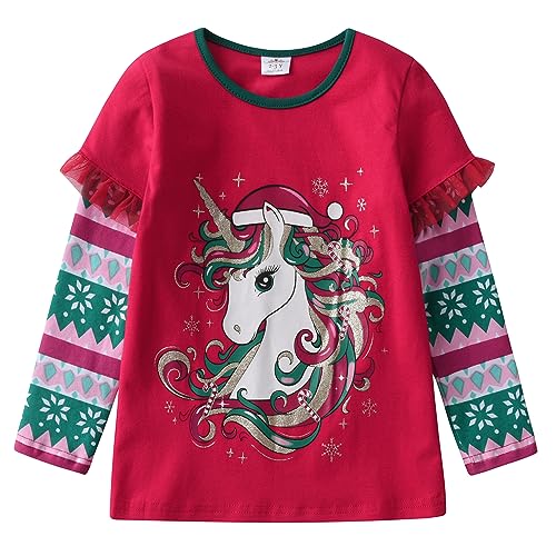 VIKITA Mädchen T-Shirt Langarm Top Winter Casual Kinder Kleidung L3114 9-10 Jahre von VIKITA