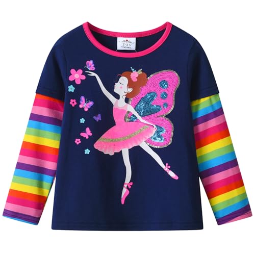 VIKITA Mädchen T-Shirt Langarm Top Winter Casual Kinder Kleidung L3118 2-3 Jahre von VIKITA