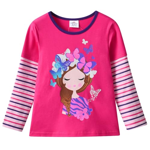 VIKITA Mädchen T-Shirt Langarm Top Winter Casual Kinder Kleidung L3121 6-7 Jahre von VIKITA