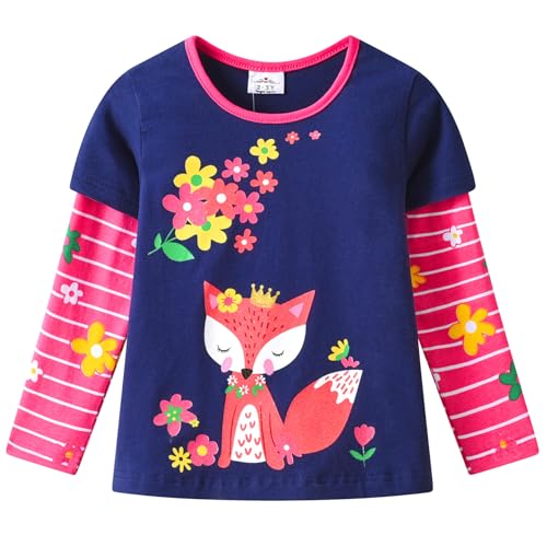 VIKITA Mädchen T-Shirt Langarm Top Winter Casual Kinder Kleidung L3667blau 3-4 Jahre von VIKITA