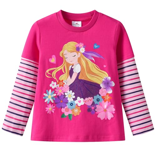 VIKITA Mädchen T-Shirt Tierdrucke Streifen Langarm Casual Top L3127Blau 9-10Jahre von VIKITA