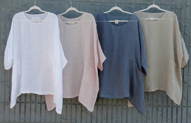 Leinen Tunika , Übergroße Strand Sommer Urlaub Outfit Lockere One Size von VIKOLINO