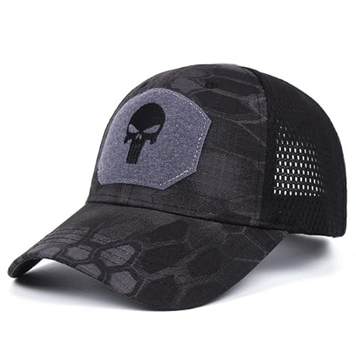 VIKOTICOS Schädel Mesh Baseball Cap Männer Taktische Atem Armee Kappe Trucker Cap Outdoor Wandern Hüte, grau dunkel, Einheitsgröße/L von VIKOTICOS