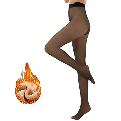 VIKSAUN Strumpfhosen Damen Winter Thermo Strumpfhose gefüttert Gefälschte Durchscheinend Plüschstrümpfe Pantyhose Strumpfhosen Einheitsgröße (Schwarz) von VIKSAUN