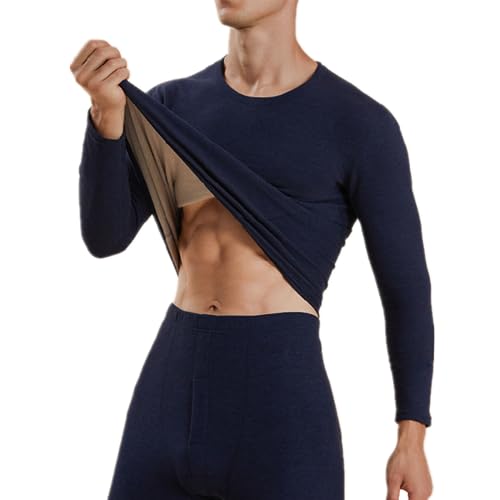 VIKTION Herren Thermounterwäsche Set Funktionsunterwäsche Herren Unterwäsche mit Innenfleece, einfarbig, ultraweich, Warm & Atmungsaktiv, lange Thermo-Unterhose, Basisschicht für Herren (Schwarz, XXL) von VIKTION