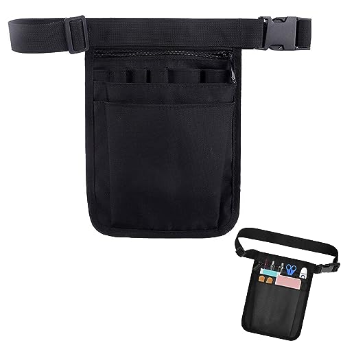 VIKY® Krankenschwester Gürteltasche, Krankenschwester Tasche, Gürteltasche Arbeit mit Verstellbarem Gürtel und Mehreren Fächern, Nurse Pflege Zubehör, Multifunktionale Hüfttasche Damen Herren(Schwarz) von VIKY
