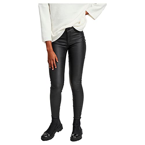 VILA CLOTHES Damen VICOMMIT RW New Coated-NOOS Hose, Schwarz (Black), 42 (Herstellergröße: XL) von Unbekannt