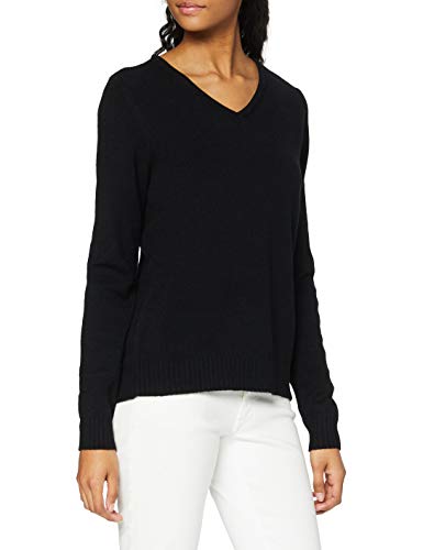 Vila Clothes Damen Pullover VIRIL L/S V - Neck Knit TOP - NOOS 14042769, Einfarbig, Gr. 36 (Herstellergröße: S), Schwarz (Black) von Vila