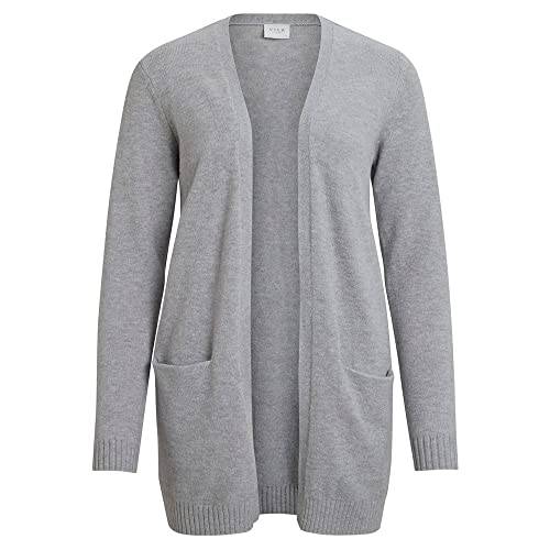 VILA EVOKED BY VILA Damen VIRIL Open L/S Knit Cardigan/CUR-NOOS Strickjacke, Light Grey Melange, 50 von VILA EVOKED BY VILA