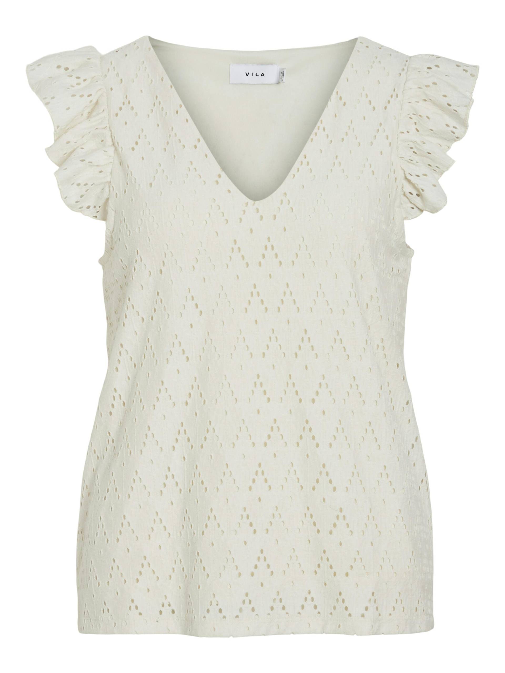 VILA - VIAMALINA V-NECK C/S TOP/PB birch - Gr. - S von VILA