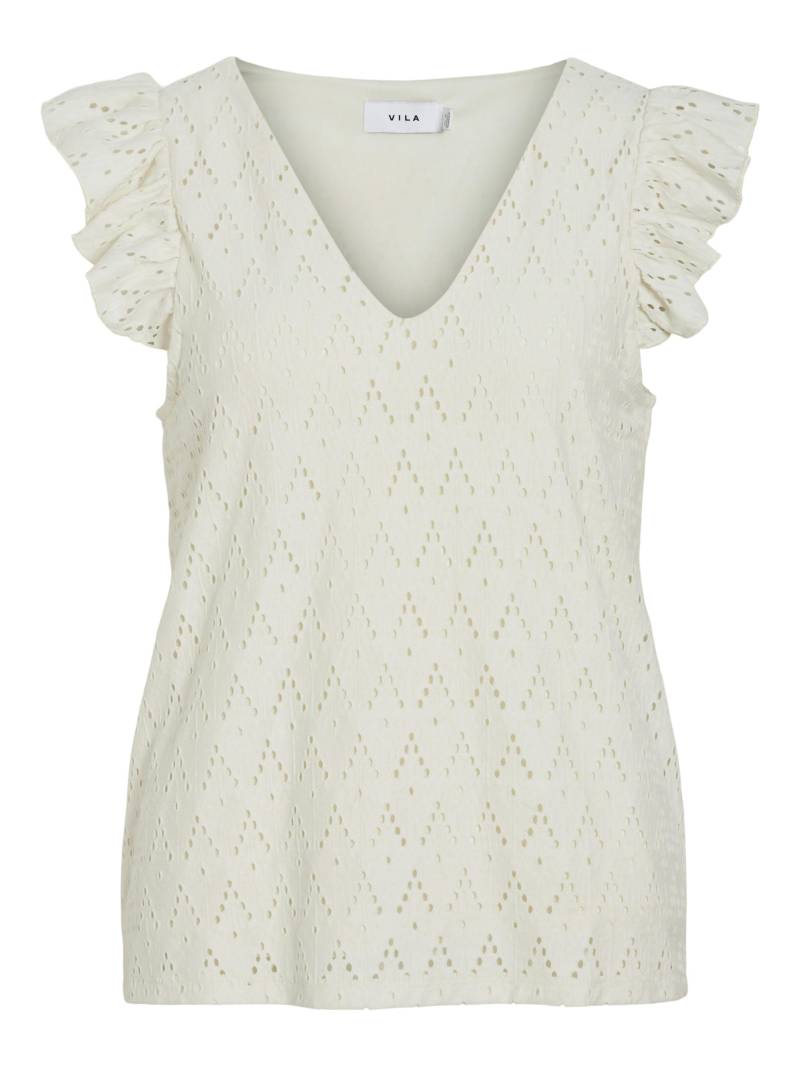 VILA - VIAMALINA V-NECK C/S TOP/PB birch - Gr. - S von VILA