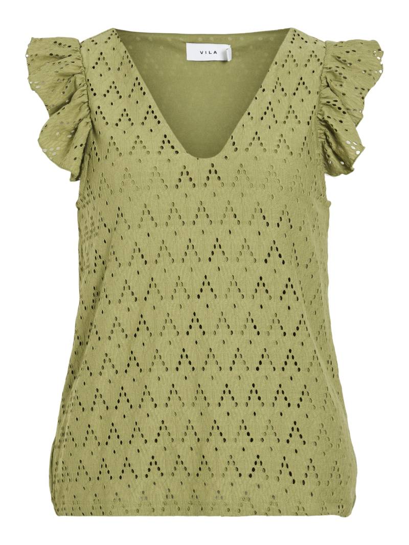 VILA - VIAMALINA V-NECK C/S TOP/PB sage - Gr. - S von VILA