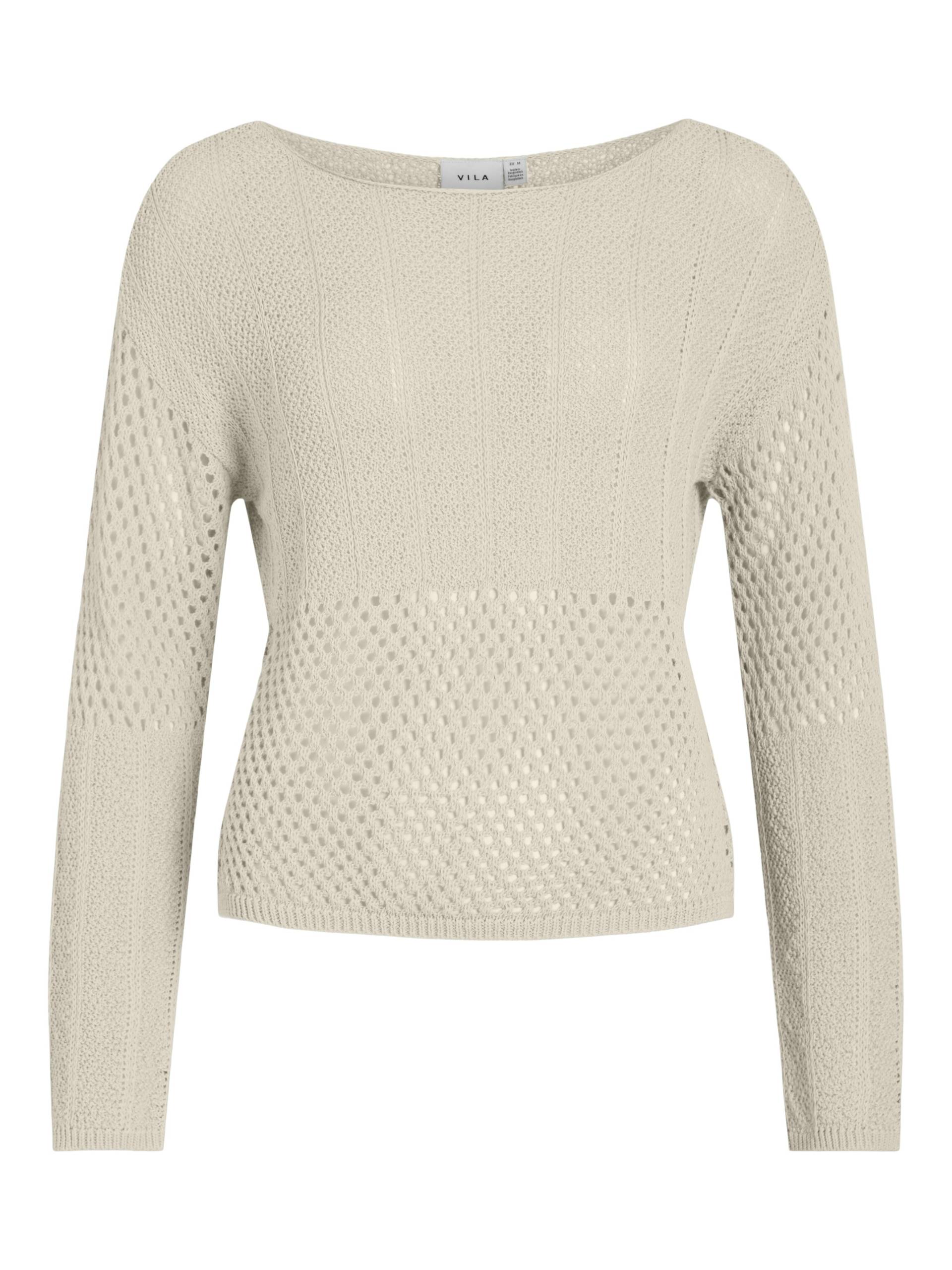 VILA - VIEFINE BOATNECK L/S KNIT TOP birch - Gr. - L von VILA