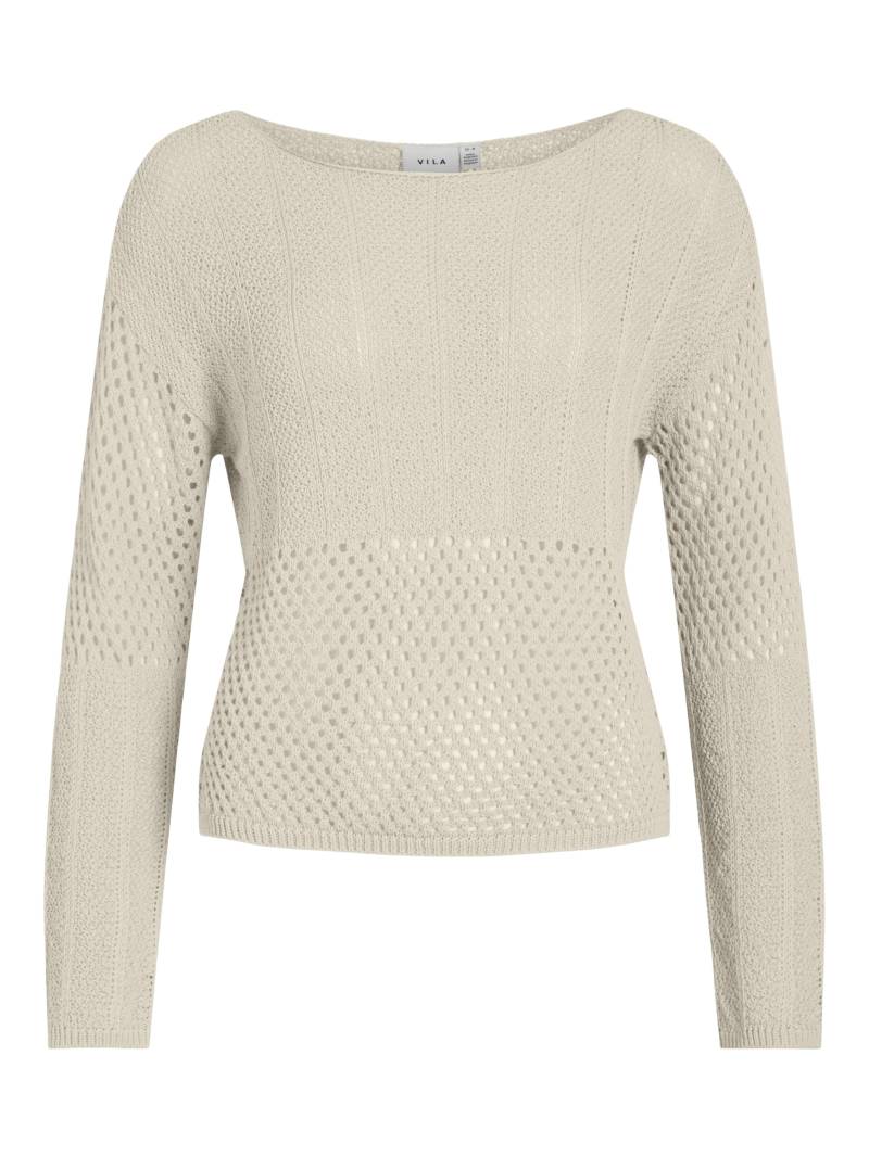 VILA - VIEFINE BOATNECK L/S KNIT TOP birch - Gr. - L von VILA