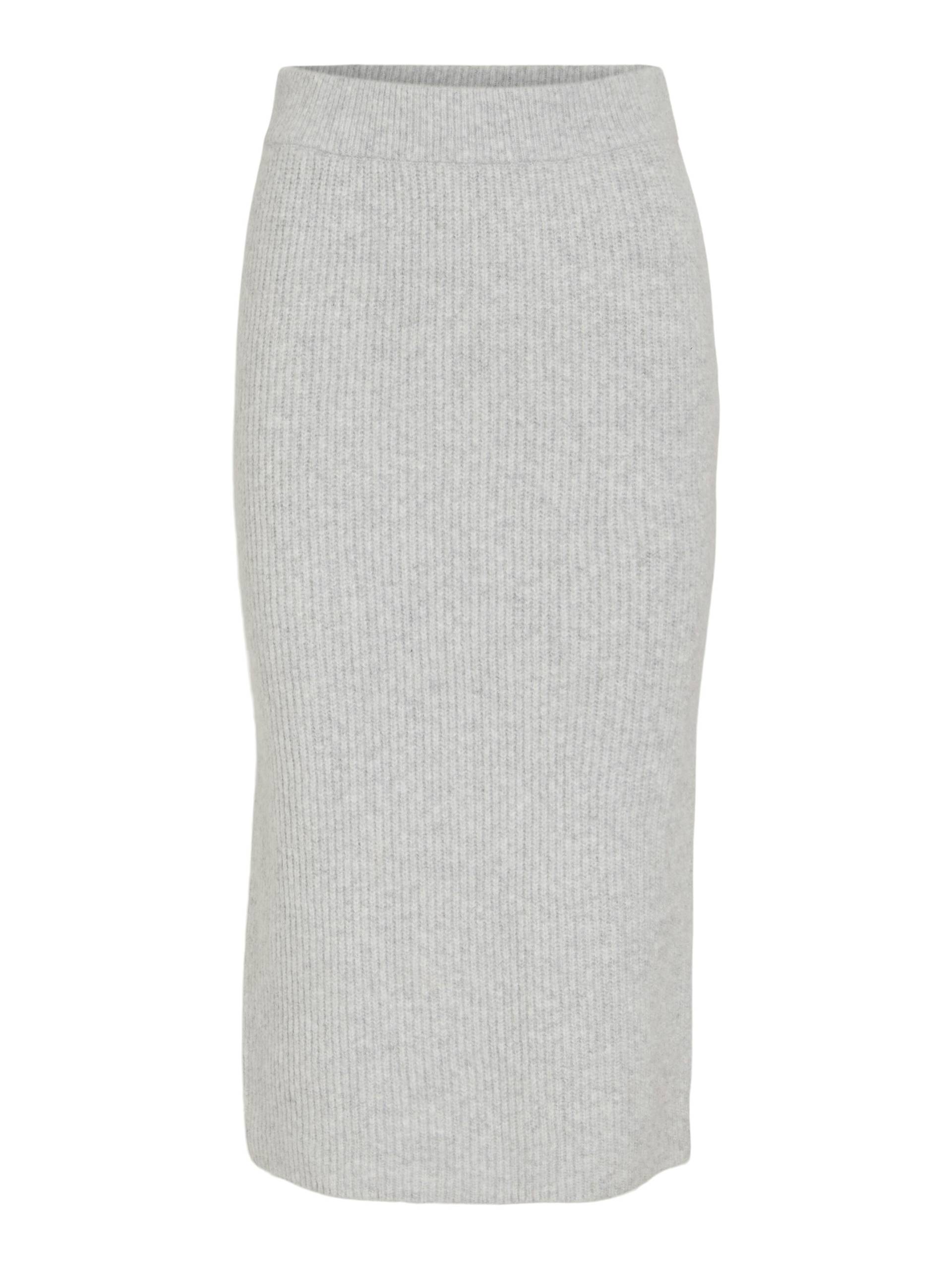 VILA - VIKACHEL KNIT PENCIL SKIRT/1 light grey melange - Gr. - M von VILA