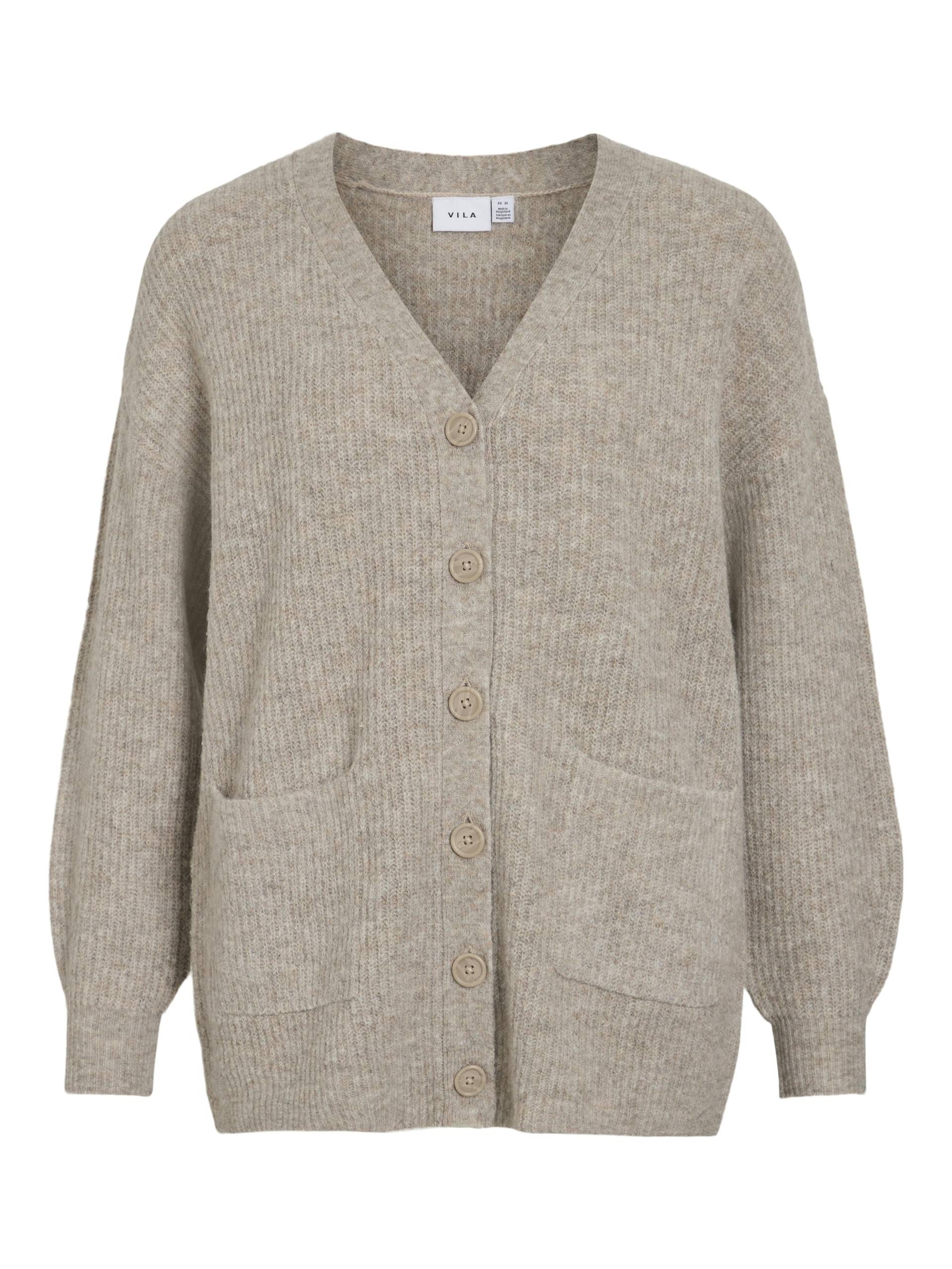 VILA - VIMINDY L/S OVERSIZE KNIT CARDIGAN natural melange - Gr. - L von VILA