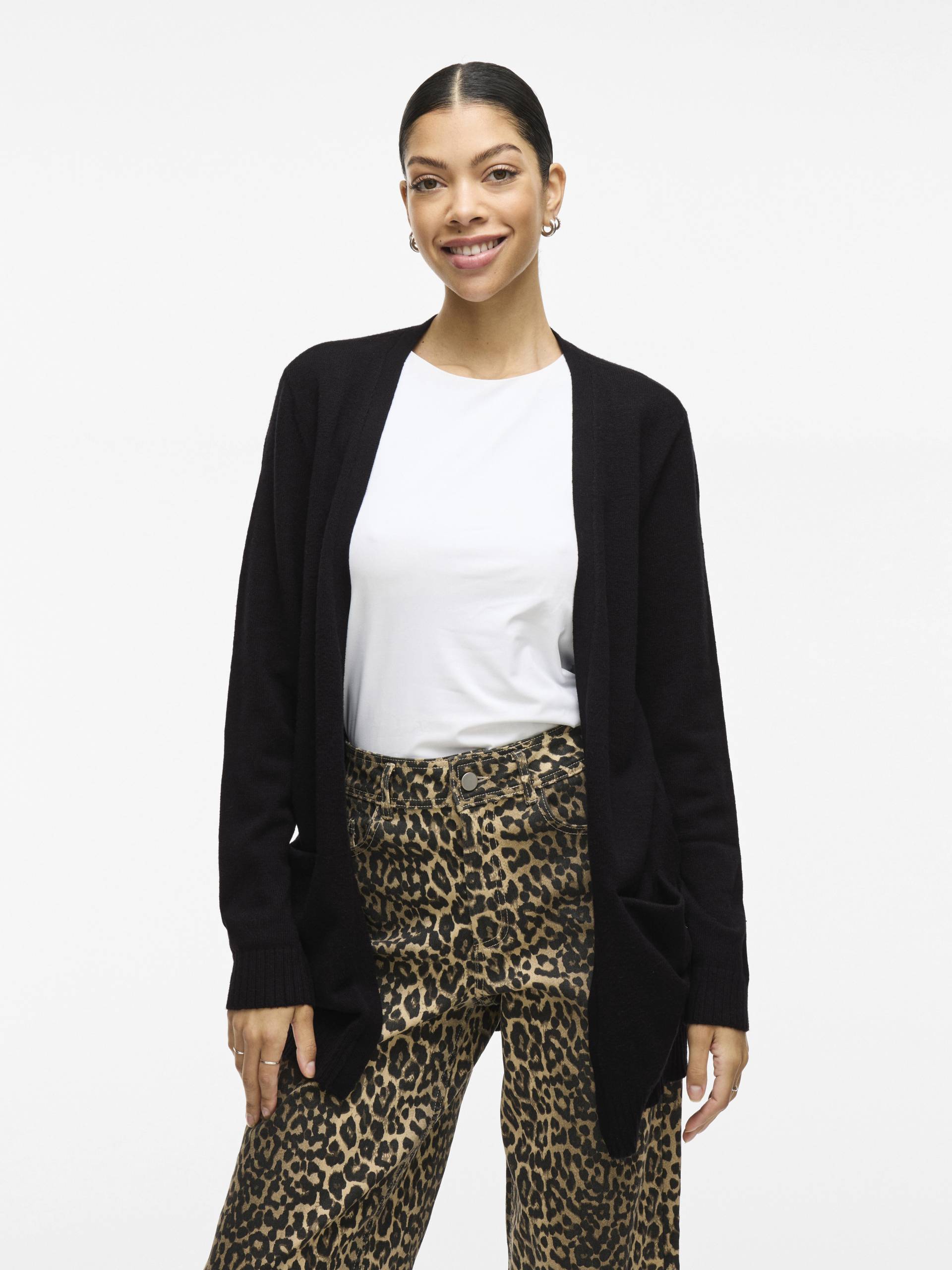 VILA - VIRIL OPEN L/S KNIT CARDIGAN - NOOS black - Gr. - L von VILA