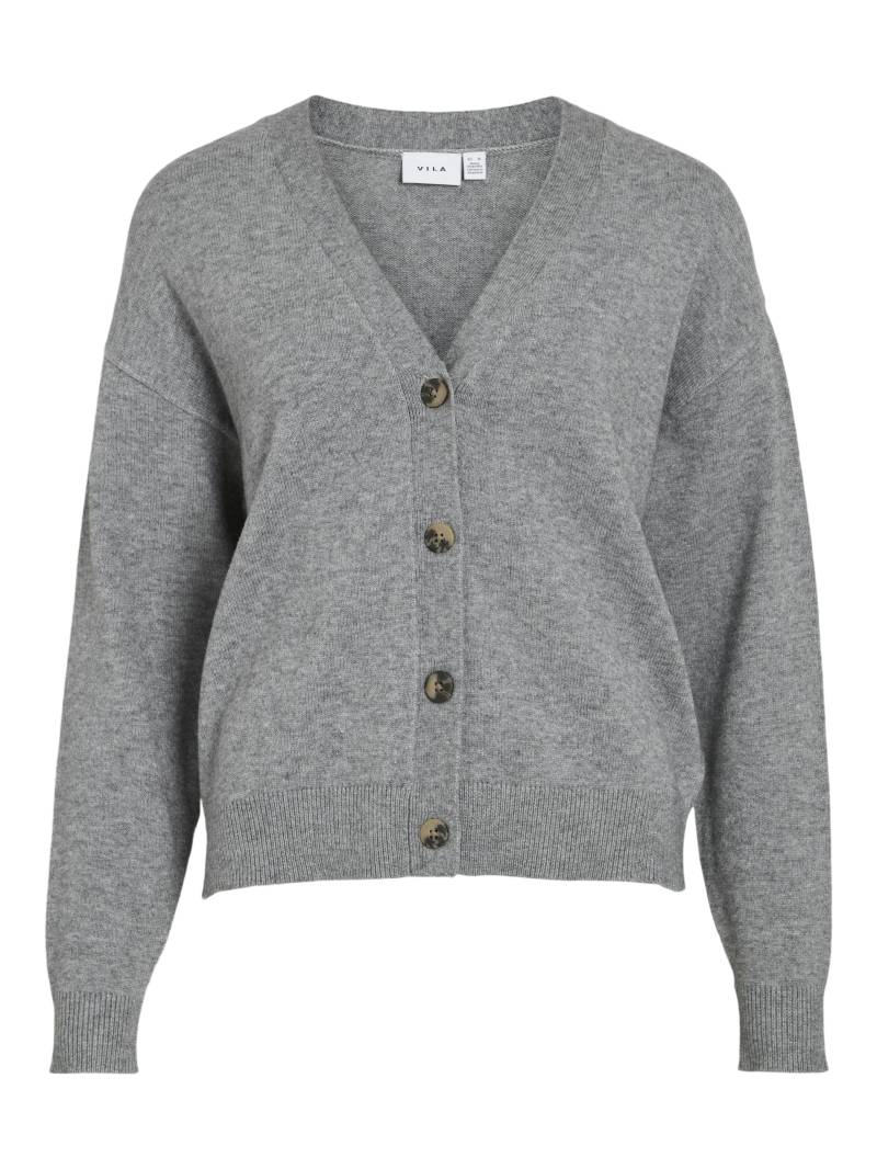 VILA - VIRIL V-NECK KNIT CARDIGAN - NOOS medium grey melange - Gr. - L von VILA