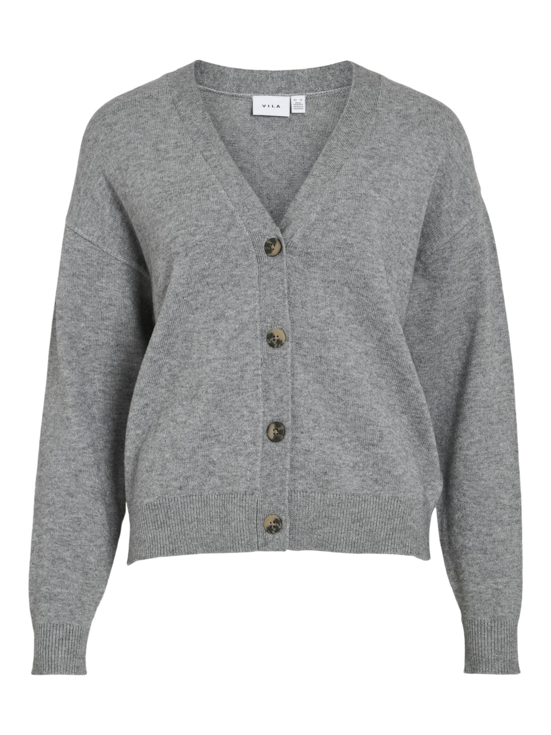 VILA - VIRIL V-NECK KNIT CARDIGAN - NOOS medium grey melange - Gr. - XL von VILA