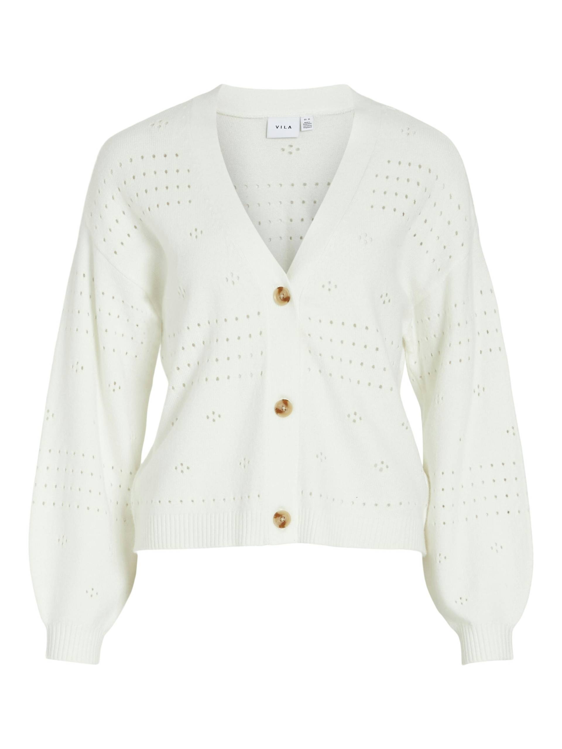 VILA - VIRIL V-NECK L/S KNIT CARDIGAN - NOOS white alyssum - Gr. - S von VILA