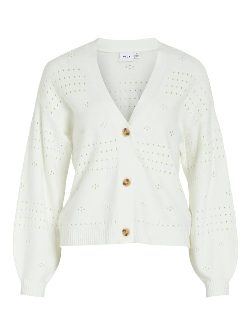 VILA - VIRIL V-NECK L/S KNIT CARDIGAN - NOOS white alyssum - Gr. - XL von VILA