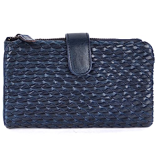 Vilenca Holland Vollkorn-Naturleder-Obergriff-Handtaschen für Frauen mit Staubbeutel, Marineblau, 16.5 x 10.5 x 3 von VILENCA HOLLAND
