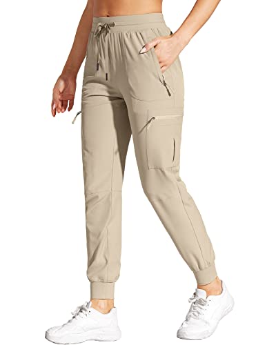 VILIGO Damen Jogginghose Cargohose Leichter Wanderhose Schnelltrocken Trekkinghose Khaki 2XL von VILIGO