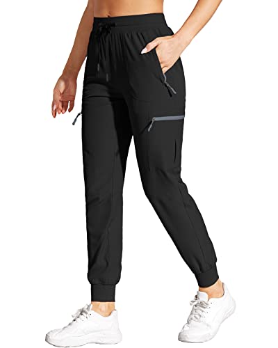VILIGO Damen Jogginghose Cargohose Leichter Wanderhose Schnelltrocken Trekkinghose Schwarz 2XL von VILIGO