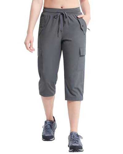 VILIGO Wanderhose Damen Caprihose Damen Sommer Leicht Cargohose Damen Schnelltrocknen 3/4 Trekkinghose Dreiviertel Hose Damen Wasserbeständig von VILIGO