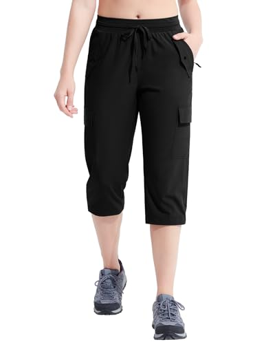 VILIGO Wanderhose Damen Caprihose Damen Sommer Leicht Cargohose Damen Schnelltrocknen 3/4 Trekkinghose Dreiviertel Hose Damen Wasserbeständig von VILIGO