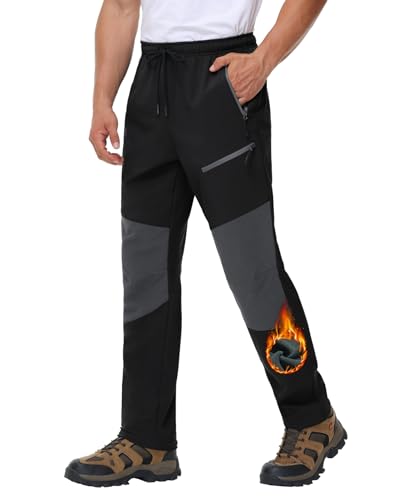 VILIGO Wanderhose Herren Winter Softshellhose Wasserdicht Skihose Herren Winterhose Gefüttert Outdoorhose Trekkinghose Schneehose Thermohose von VILIGO