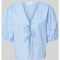 VILLA SOPHIE Regular Fit Bluse mit Schnürverschluss Modell 'CARLA' in Hellblau, Größe M/L von VILLA SOPHIE
