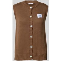 VILLA SOPHIE Strickweste mit Label-Patch in Mittelbraun, Größe S/M von VILLA SOPHIE