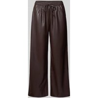 VILLA SOPHIE Wide Fit Stoffhose in Leder-Optik Modell 'Judy' in Dunkelbraun, Größe XS/S von VILLA SOPHIE