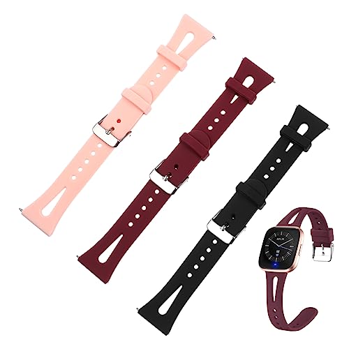 VILLCASE 1 Satz Teiliges Silikon Uhrenarmband Für Verstellbar Atmungsaktiv Bequem Weinrot Sport Ersatzarmbänder Für Damen Herren 3 Stück von VILLCASE