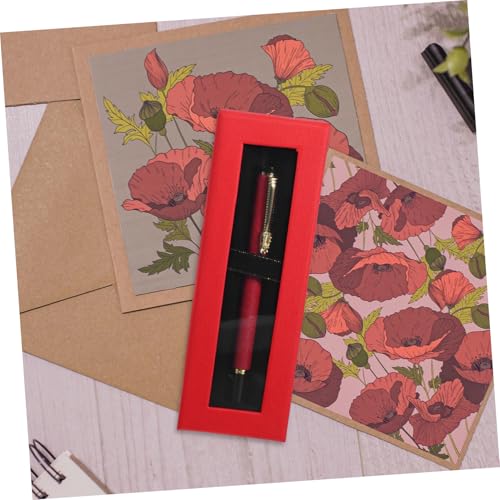 VILLCASE 10 Stück Geschenkbox für Stifte mit Klarem Sichtfenster Stabile Rote Verpackung zum Schutz und Präsentation von Kugelschreibern als Edle Geschenkverpackung für Partys und Anlässe von VILLCASE
